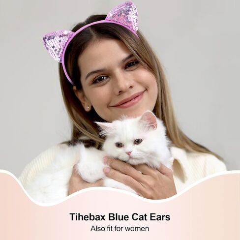 الأذنين الزرقاء آذان الأذنين للبالغين ، والنساء ، والفتيات ، و 6 أجهزة كمبيوتر Cat ، مع الترتر اللامع لإكسسوارات ملابس الأزياء القط ، والحفلات ، و cosplay ، والهالوين ، إلخ in Kuwait