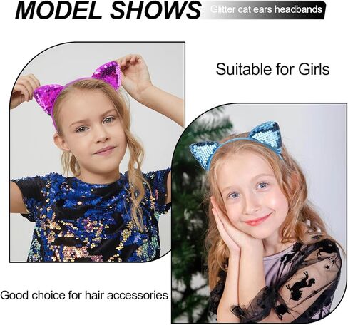 الأذنين الزرقاء آذان الأذنين للبالغين ، والنساء ، والفتيات ، و 6 أجهزة كمبيوتر Cat ، مع الترتر اللامع لإكسسوارات ملابس الأزياء القط ، والحفلات ، و cosplay ، والهالوين ، إلخ in Kuwait