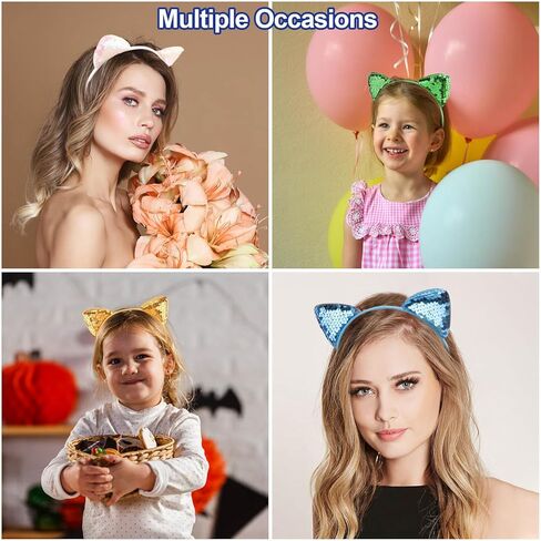 الأذنين الزرقاء آذان الأذنين للبالغين ، والنساء ، والفتيات ، و 6 أجهزة كمبيوتر Cat ، مع الترتر اللامع لإكسسوارات ملابس الأزياء القط ، والحفلات ، و cosplay ، والهالوين ، إلخ in Kuwait