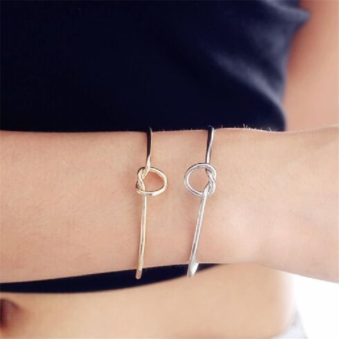 ONLYJUMP 14K Gold Plated Forever Love Knot Infinity Bracelets for Women Simple Delicate Open Adjustable Love Heart Cuff Bracelet Minimalist Knot Bangles Bracelet Fashion Jewellery Gift in Saudi Arabia