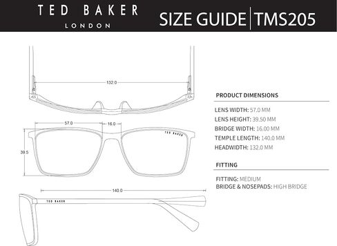 Ted Baker TMS205 نظارة شمسية مستطيلة مستقطعة للرجال ، 57 مم ، حماية UV400 in Saudi Arabia