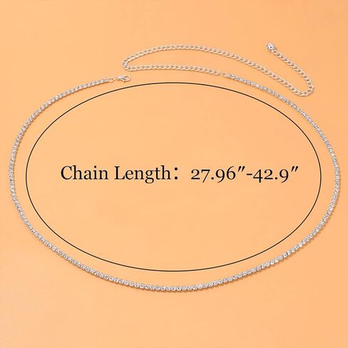 Waist Chain for Women Body Chain Jewelry Silver Rhinestone Waist Chain Belt Silver Navel Belly Chain Crystal Body Chains Jewelry for Summer Beach Outfits in Saudi Arabia