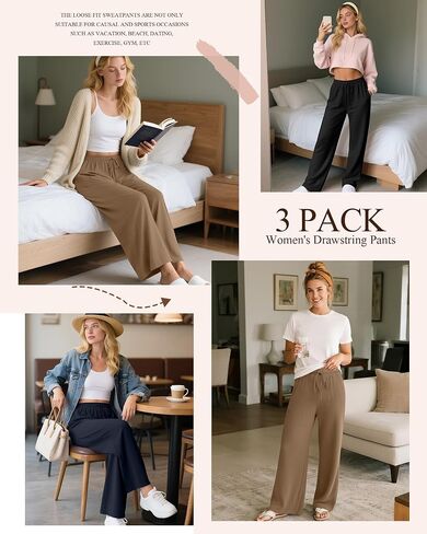 Neer 3 Pack سراويل الرباطية النسائية غير الرسمية سراويل الساقين الساق in Saudi Arabia