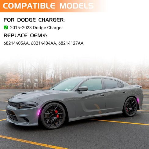 Dynamic Blue LED Side Marker Lights for Dodge Charger 2015 2016 2017 2018 2019 2020 2021 2022 2023 2024 Front Rear Bumper Sequential Signal Lamps, 4PCS Smoked Lens in Kuwait