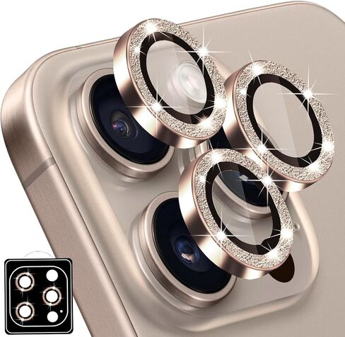 مصمم لهاتف iPhone 16 Pro و16 Pro Max واقي عدسة الكاميرا، غطاء عدسة لامع لامع لامع 9H غطاء كاميرا زجاجي مقوى مضاد للخدش ومضاد للصدمات للنساء والفتيات in Kuwait