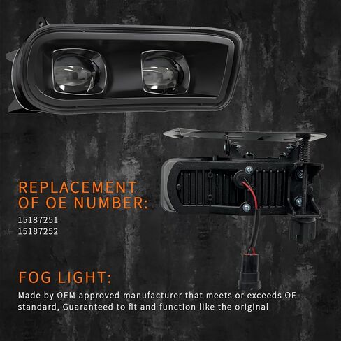 Fog Lights Assembly Compatible With 2002-2006 Cadillac Escalade/EXT/ESV Driving Fog Lamps with 880 12V 27W Clear Lens Bulbs in Kuwait