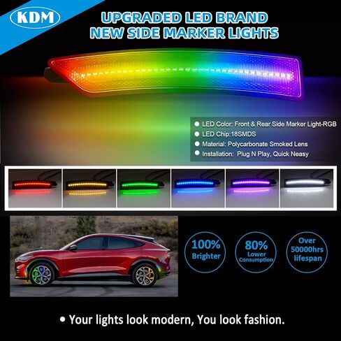 KDM LED Smoked Lens Fender Side Marker Reflectors Lights Dual Rows Bright White, Compatible for 2024-Up Ford Mustang Gen7/S650,Assembly Front & Rear Side Bumper Marker Lights，Pack of 4 in Saudi Arabia