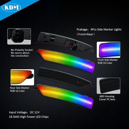 KDM LED Smoked Lens Fender Side Marker Reflectors Lights Dual Rows Bright White, Compatible for 2024-Up Ford Mustang Gen7/S650,Assembly Front & Rear Side Bumper Marker Lights，Pack of 4 in Saudi Arabia