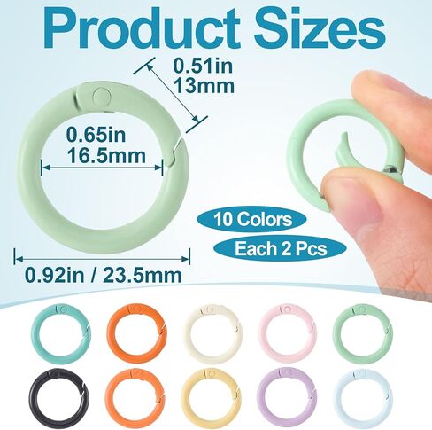 حلقات الربيع O ، مستديرة ملونة SPRING SNAP KEYRING ، مقاطع CARABINER المعدنية لمحفظة حقيبة اليد في سلسلة المفاتيح in Kuwait
