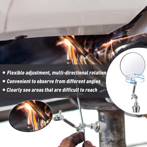 Kingdder 2 Pcs Circular Inspection Mirrors Magnetic Base Welding Mirror 2 Inch Round Swivel Angle Ball Joint Antenna Inspection Tools for Mechanical Welding Coffee Machine Maintenance in Kuwait
