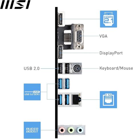 MSI Pro B760M -P Motherboard ، Micro -ATX - تدعم معالجات Intel 14th ، 13 و 12 Gen Core ، LGA 1700 - DDR5 Memory Boost 6800+MHz/OC ، PCIE 4.0 X16 SLOT ، M.2 GEN4 فتحات in Saudi Arabia