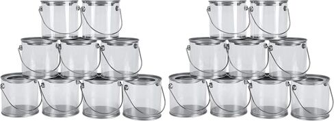 Hedume 9 Pack Mini Clear Plastic Paint Fants ، LANCH 3 بوصة الطول وعلب الحفلات ، يمكن للطلاء حاويات ذات أغطية معدنية رائعة لديكور الحفلات و DIY in Kuwait