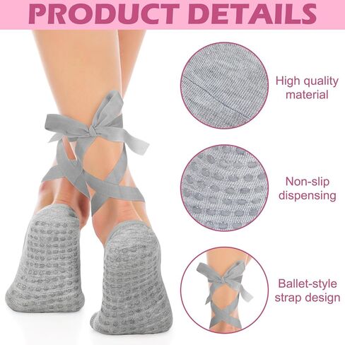 Jeyiour 9 Pack Ballet Tie Socks for Women with Grips Pilates Yoga Non-slip Socks for Dancing Barre Ballet Yoga Pilates Barefoot Workout in Saudi Arabia