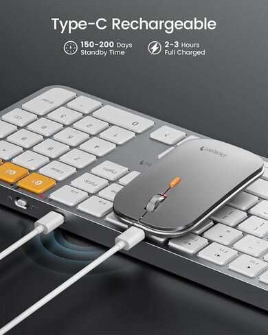 لوحة مفاتيح Bluetooth Protoarc وماوس من أجل Mac ، KM100-A الماوس اللاسلكي اللاسلكي متعدد الأجهزة لنظام التشغيل Mac ، الحجم الكامل قابل لإعادة الشحن لـ MacBook Pro/Air ، iPhone ، iPad ، Black in Saudi Arabia