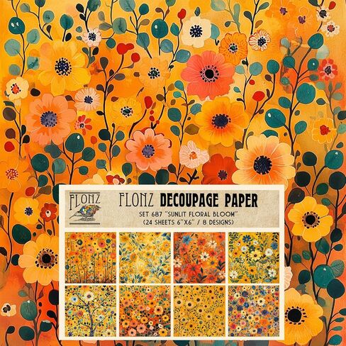 Decoupage Paper Pack (24 Sheets 6"x6") Antique Rose Garden: Timeless Sepia Petals in Elegant and Sophisticated Floral Designs # Vintage Styled Paper for Craft and Scrapbooking in Kuwait