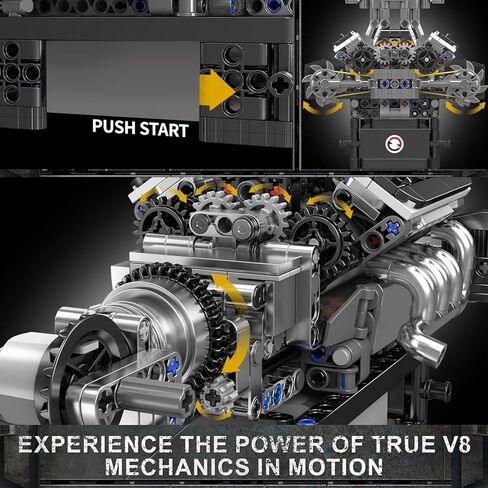 Mould King 10204 V8 Engine Model That Works - Build Your Own V8 Engine Toy, 8-Cylinder Petrol Car Engine Replica Model Building Kit for Adult (750 PCS) in Kuwait