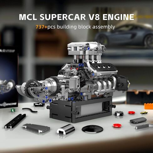 Mould King 10204 V8 Engine Model That Works - Build Your Own V8 Engine Toy, 8-Cylinder Petrol Car Engine Replica Model Building Kit for Adult (750 PCS) in Kuwait