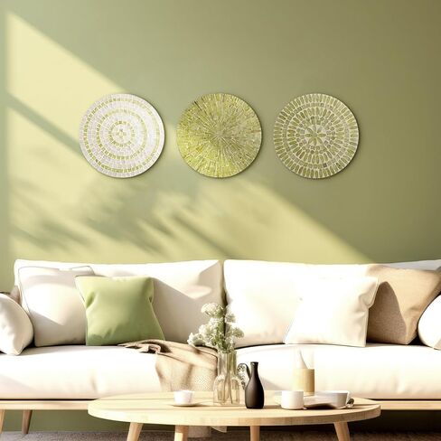 Tioncy 3 Pcs 11.8 Inches Mother of Pearl Shell Plate Coastal Wall Art Mosaic Wall Sculpture Shell Handmade Hanging Wall Plates Arts for Summer Spring Bedroom Bathroom Home Office Hotel(Blue) in Saudi Arabia