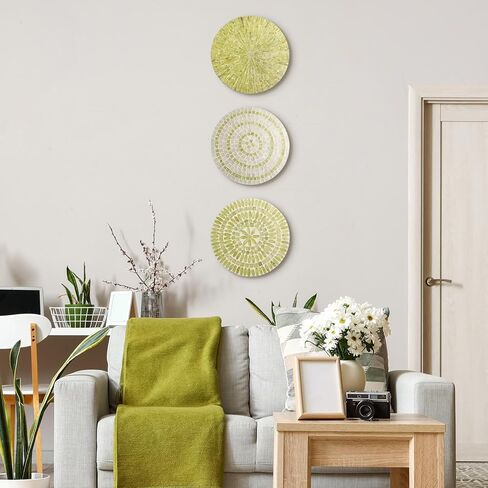 Tioncy 3 Pcs 11.8 Inches Mother of Pearl Shell Plate Coastal Wall Art Mosaic Wall Sculpture Shell Handmade Hanging Wall Plates Arts for Summer Spring Bedroom Bathroom Home Office Hotel(Blue) in Saudi Arabia