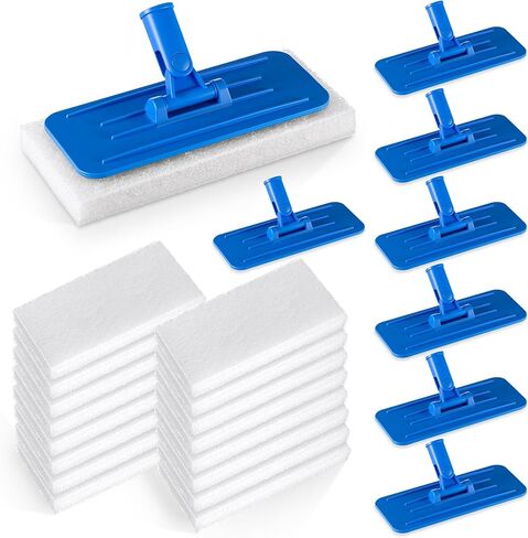 Maxdot 4 PCS Scrub Pad Holder Thread B0DW478Y3YSWIVEL PAD مع منصات ، تجوب مفصل ثقيل ، متعدد الاستخدامات للتنظيف التجاري ، الأزرق 9 × 3.75 بوصة in Kuwait