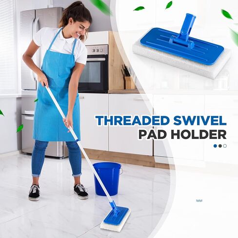 Maxdot 4 PCS Scrub Pad Holder Thread B0DW478Y3YSWIVEL PAD مع منصات ، تجوب مفصل ثقيل ، متعدد الاستخدامات للتنظيف التجاري ، الأزرق 9 × 3.75 بوصة in Kuwait