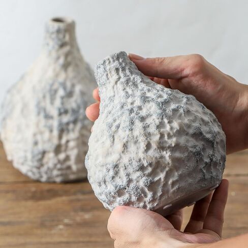 Ceramic Vase Set of 3 with Handles - Rustic Vintage Crackle Vases for Home Decor, Decorative Vase Set for Farmhouse Decor, Dining Table, Living Room, Kitchen, Office - Multicolor in Saudi Arabia