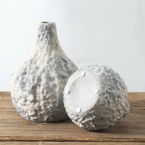 Ceramic Vase Set of 3 with Handles - Rustic Vintage Crackle Vases for Home Decor, Decorative Vase Set for Farmhouse Decor, Dining Table, Living Room, Kitchen, Office - Multicolor in Saudi Arabia
