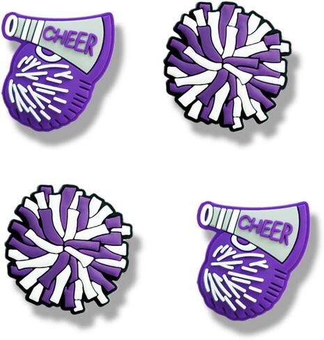 Purple Cheerleading Shoe Charms - Sport-Themed Decoration Charms Gift for Boys Kids Teens and Adults - Set of 4 in Kuwait