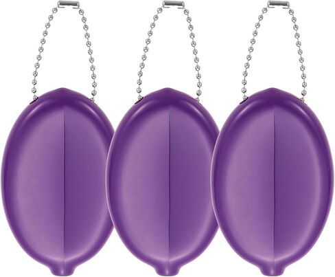 Patikil Rubber Coin Presh ، 3 PCS Squeeze Coin Holders With Chain for Men Women Thercing Travel ، Purple in Saudi Arabia