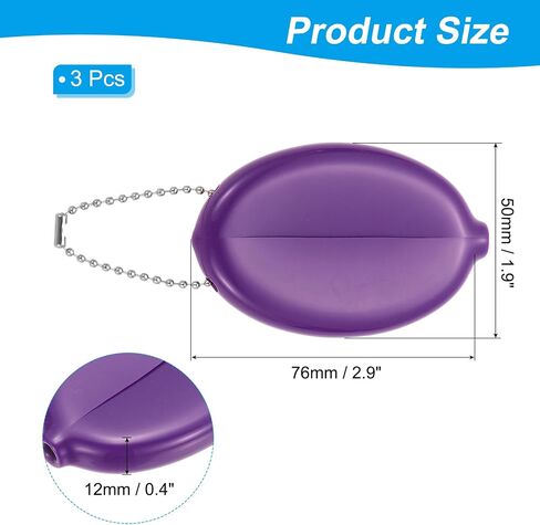 Patikil Rubber Coin Presh ، 3 PCS Squeeze Coin Holders With Chain for Men Women Thercing Travel ، Purple in Saudi Arabia