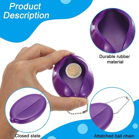 Patikil Rubber Coin Presh ، 3 PCS Squeeze Coin Holders With Chain for Men Women Thercing Travel ، Purple in Saudi Arabia