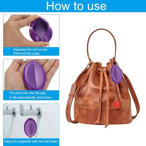 Patikil Rubber Coin Presh ، 3 PCS Squeeze Coin Holders With Chain for Men Women Thercing Travel ، Purple in Saudi Arabia