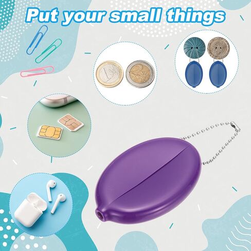 Patikil Rubber Coin Presh ، 3 PCS Squeeze Coin Holders With Chain for Men Women Thercing Travel ، Purple in Saudi Arabia