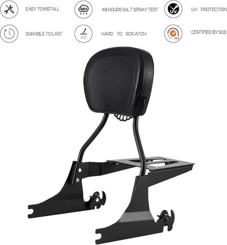 Adjustable One-Piece Sissy Bar Luggage Rack Passenger Backrest with Lock for Harley Breakout FXSB FXSE FXST(Gloss Black) in Saudi Arabia