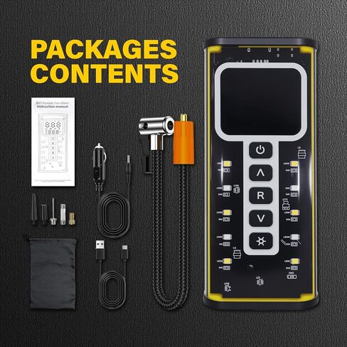 Tire Inflator Portable Air Compressor, 150PSI Cordless Air Pump for Car Tires, 4X Faster 12V DC Tire Pump with Tire Pressure Gauge, LED Light for Cars, Motorcycles, Bikes, Balls (Silver) in Kuwait