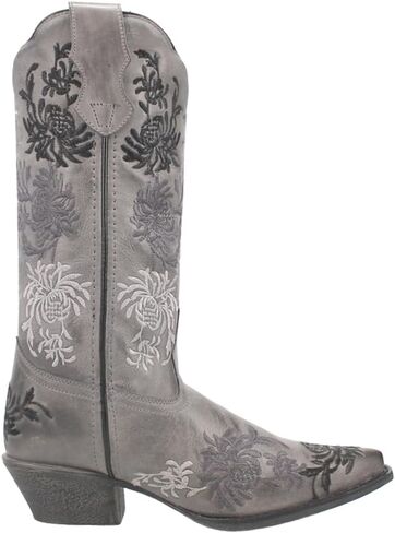 Laredo Womens Sylvan Floral Embroidery Snip Toe Casual Boots Mid Calf Low Heel 1-2" - Brown in Saudi Arabia
