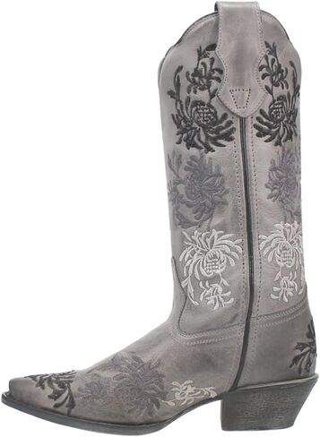 Laredo Womens Sylvan Floral Embroidery Snip Toe Casual Boots Mid Calf Low Heel 1-2" - Brown in Saudi Arabia