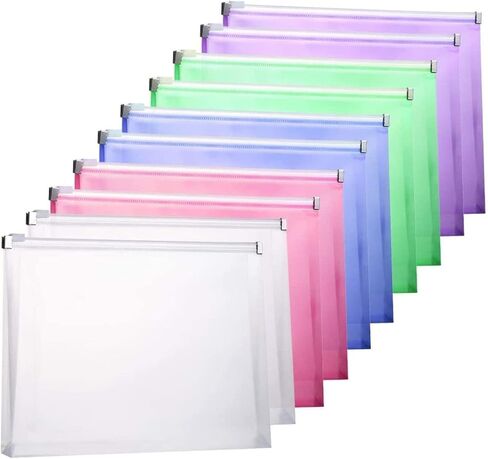 Plastic Envelopes, TIENO 5PCS Legal Size Clear Poly Zip Envelope with Zipper, Expanding Plastic Zip Envelopes for Home Office School (5pcs White) in Kuwait