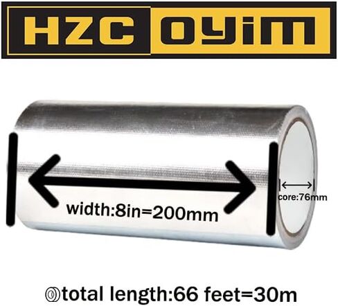 2in x 66ft Aluminum Fiberglass Tape High Temperature Resistant Strong Adhesive Heat Resistant Tape Suitable for Piping/HVAC/Automotive/Heat and Sound Insulation Repair in Saudi Arabia