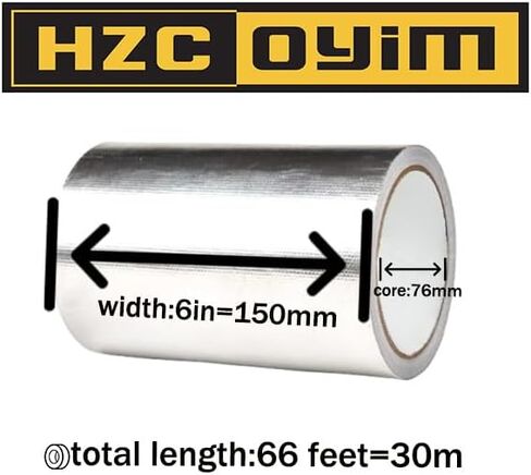 2in x 66ft Aluminum Fiberglass Tape High Temperature Resistant Strong Adhesive Heat Resistant Tape Suitable for Piping/HVAC/Automotive/Heat and Sound Insulation Repair in Saudi Arabia
