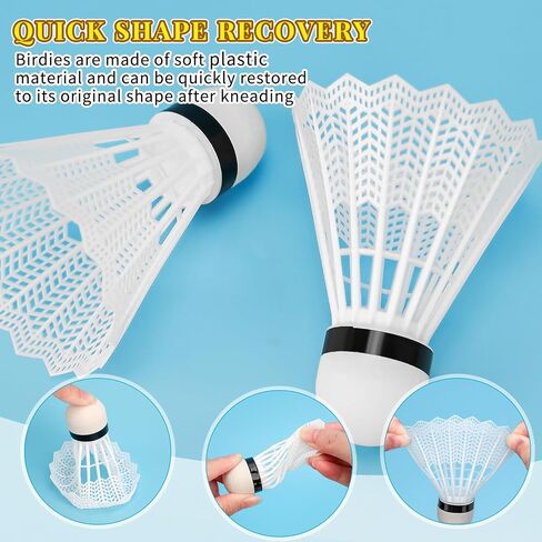 Hysagtek Badminton Birdies, 12 Pack Birdies Glow in The Dark Shuttlecocks Badminton Sets for Backyards Outdoor Indoor Sports Activities Training Practice Gym Fitness Game in Saudi Arabia