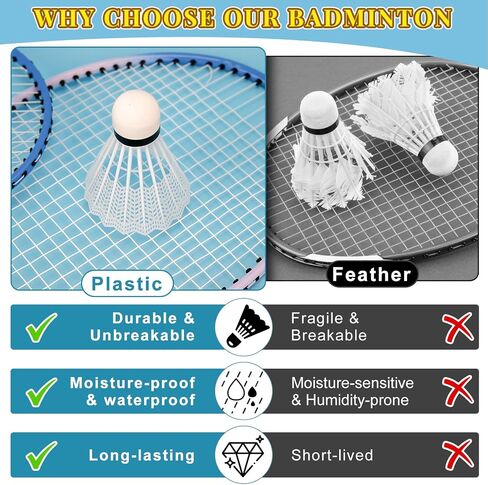 Hysagtek Badminton Birdies, 12 Pack Birdies Glow in The Dark Shuttlecocks Badminton Sets for Backyards Outdoor Indoor Sports Activities Training Practice Gym Fitness Game in Saudi Arabia