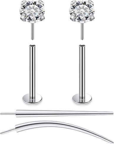 F136 Titanium 20/18/16g غير مراتية عاهرة الظهر أقراط الأقطاب أنف أنف Lip Labret Medusa Monroe Percing Jewelry مع تفتق للنساء الرجال in Kuwait