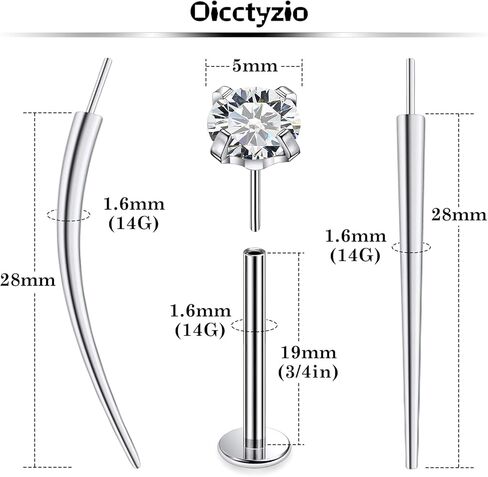 F136 Titanium 20/18/16g غير مراتية عاهرة الظهر أقراط الأقطاب أنف أنف Lip Labret Medusa Monroe Percing Jewelry مع تفتق للنساء الرجال in Kuwait