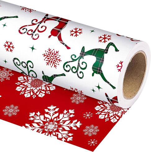 ورقة التغليف عيد الميلاد القابلة للانعكاس في Vnaaem - لفة صغيرة - 17 بوصة × 33 قدمًا - للأولاد فتيات الأطفال - عيد الميلاد الأحمر Santa Unicorn نمط رائع لعيد الميلاد ، الحفلات ، استحمام الطفل in Kuwait