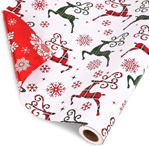 ورقة التغليف عيد الميلاد القابلة للانعكاس في Vnaaem - لفة صغيرة - 17 بوصة × 33 قدمًا - للأولاد فتيات الأطفال - عيد الميلاد الأحمر Santa Unicorn نمط رائع لعيد الميلاد ، الحفلات ، استحمام الطفل in Kuwait