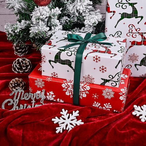 ورقة التغليف عيد الميلاد القابلة للانعكاس في Vnaaem - لفة صغيرة - 17 بوصة × 33 قدمًا - للأولاد فتيات الأطفال - عيد الميلاد الأحمر Santa Unicorn نمط رائع لعيد الميلاد ، الحفلات ، استحمام الطفل in Kuwait