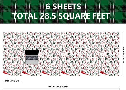 ورقة التغليف عيد الميلاد القابلة للانعكاس في Vnaaem - لفة صغيرة - 17 بوصة × 33 قدمًا - للأولاد فتيات الأطفال - عيد الميلاد الأحمر Santa Unicorn نمط رائع لعيد الميلاد ، الحفلات ، استحمام الطفل in Kuwait