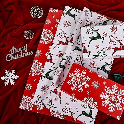 ورقة التغليف عيد الميلاد القابلة للانعكاس في Vnaaem - لفة صغيرة - 17 بوصة × 33 قدمًا - للأولاد فتيات الأطفال - عيد الميلاد الأحمر Santa Unicorn نمط رائع لعيد الميلاد ، الحفلات ، استحمام الطفل in Kuwait