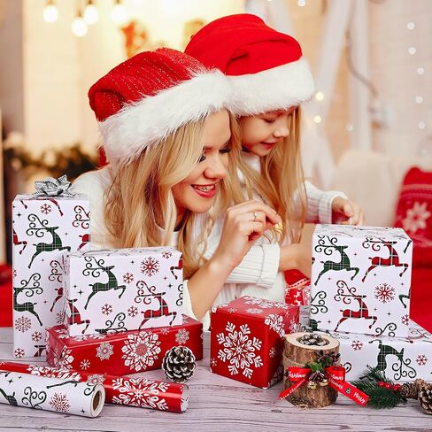 ورقة التغليف عيد الميلاد القابلة للانعكاس في Vnaaem - لفة صغيرة - 17 بوصة × 33 قدمًا - للأولاد فتيات الأطفال - عيد الميلاد الأحمر Santa Unicorn نمط رائع لعيد الميلاد ، الحفلات ، استحمام الطفل in Kuwait